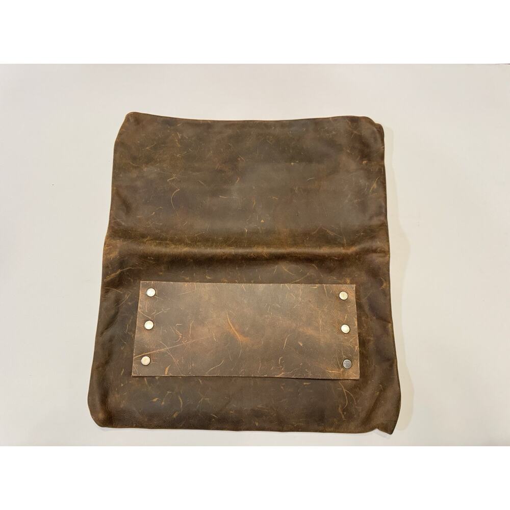 Coastal Hillbilly Brown Leather Clutch Purse Zipper Hand Made Rustic - Picture 8 of 9